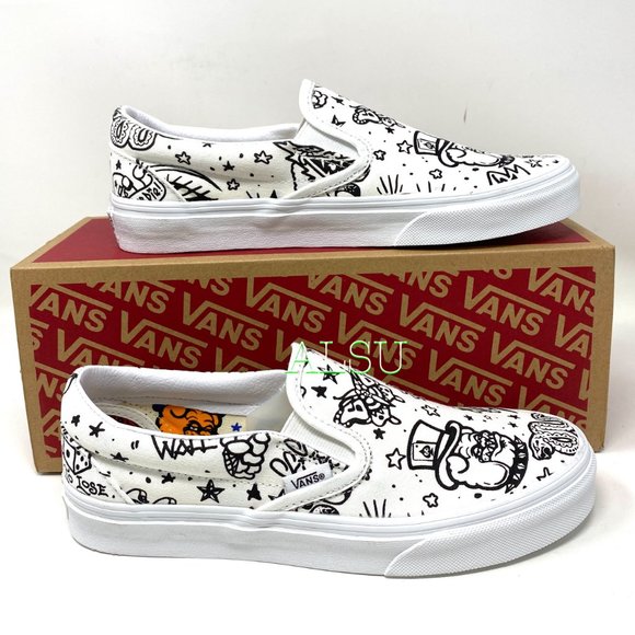 VANS Classic Slip-On (U-color) Tatoo Sneakers Women’s Size 6.5 VN0A4BV31IU - Picture 7 of 10